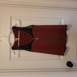 Wine red tank top with black sequins
